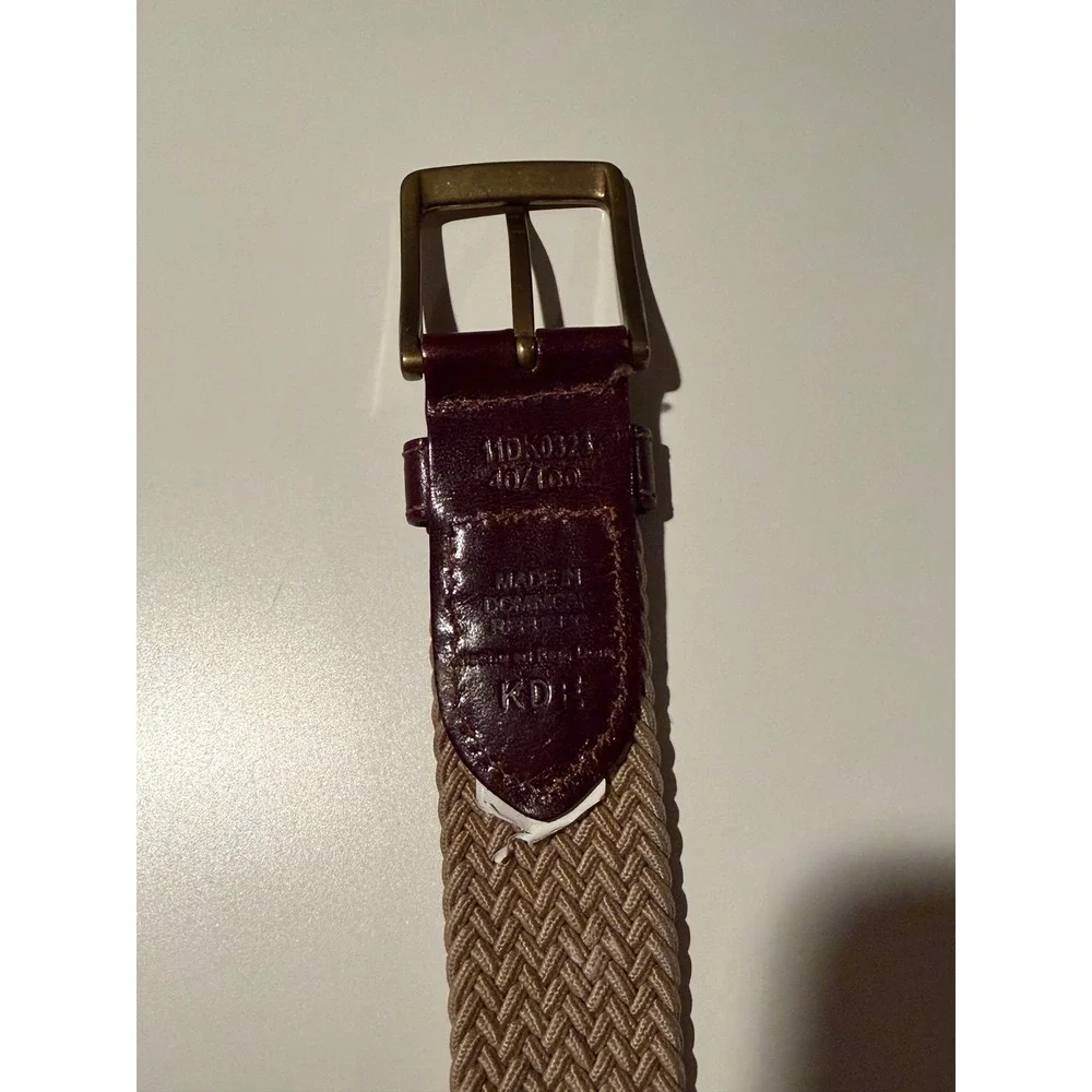 Dockers Mens Braided‎ Stretch Belt Khaki Tan Brown Leather Trim Size 40 11DK0323